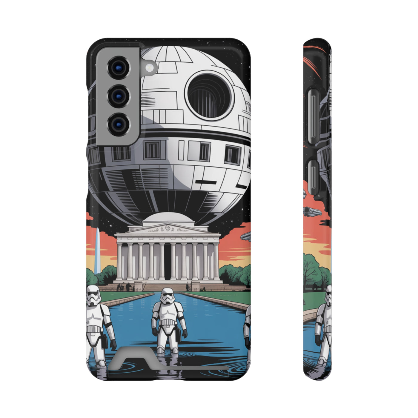 Phone Case: Galaxy-Inspired Phone Case with Card Holder, Space-Themed Gift, Star Wars-Inspired Design, Geek Accessories, Unique Phone Cover