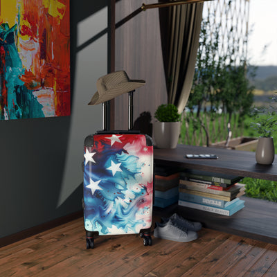 Suitcase: Patriotic Suitcase - Red, White & Blue Luggage, Travel Gear, Funny Gift for Travelers, Fourth of July, Summer Vacation