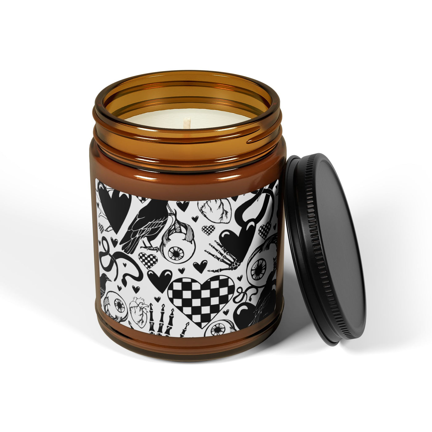 Jar Candle: Black Hearts | Inky Funk Design