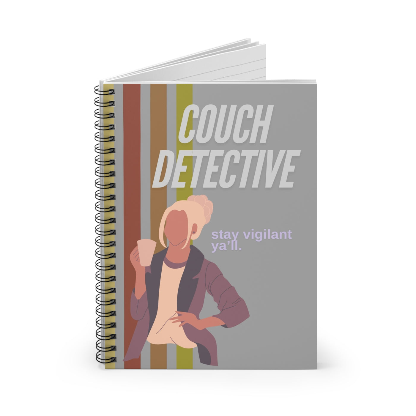 Notebook: Couch Detective Ruled Spiral Notebook