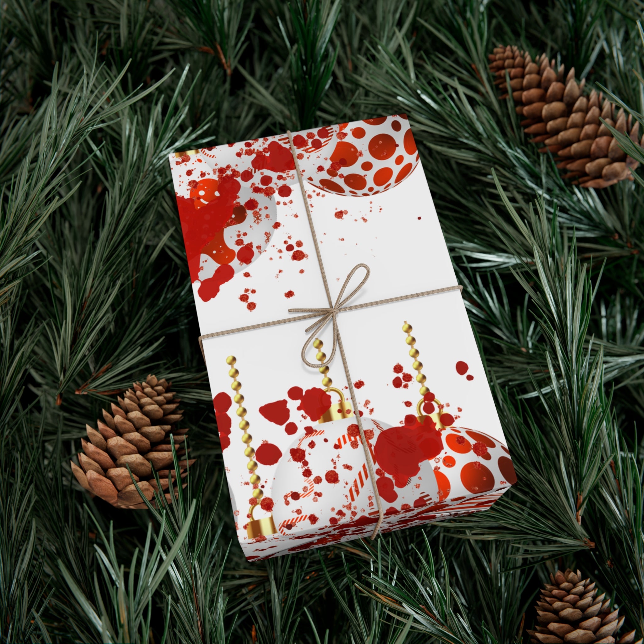 Wrapping Paper: Bloody Baubles | Holiday Crime Theme