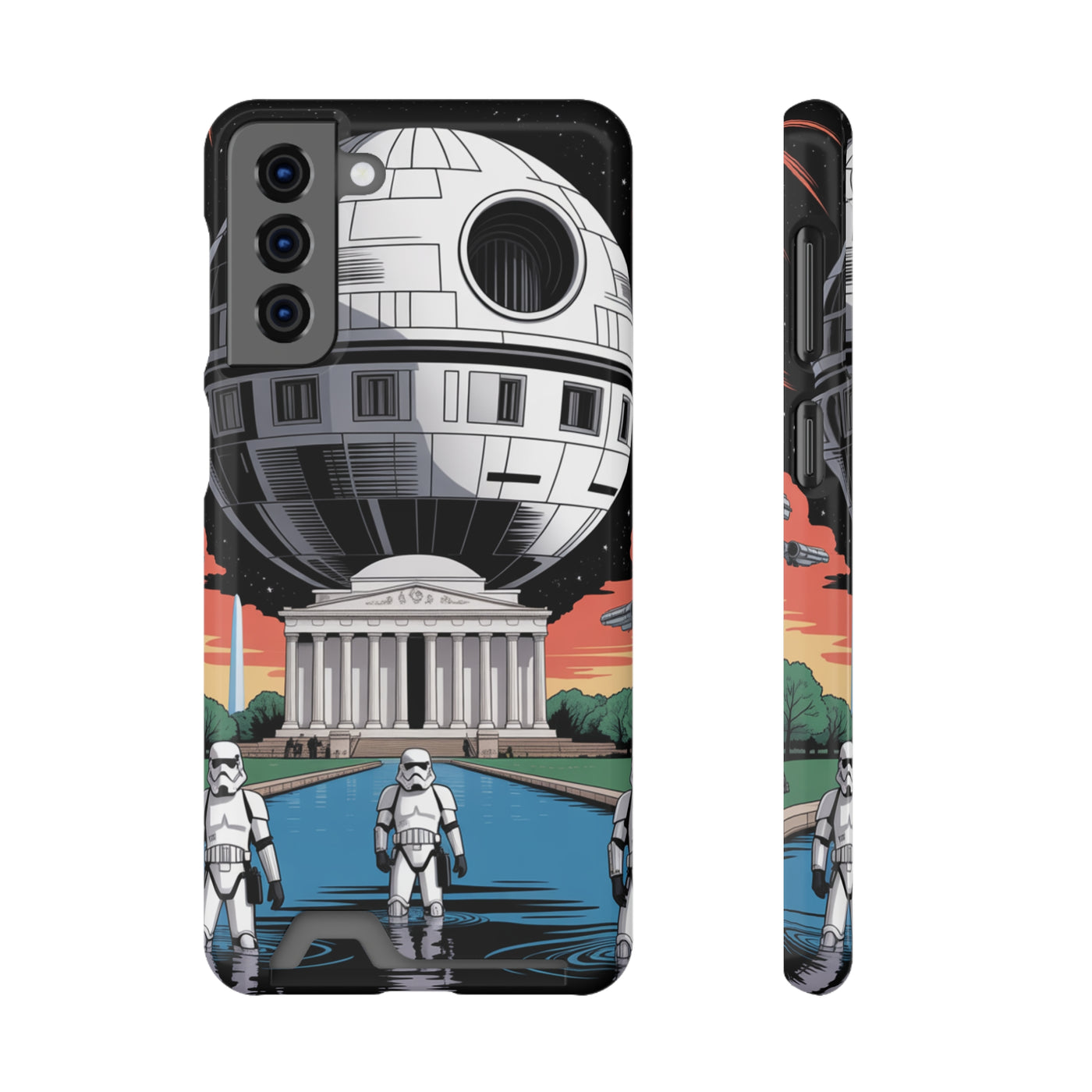 Phone Case: Galaxy-Inspired Phone Case with Card Holder, Space-Themed Gift, Star Wars-Inspired Design, Geek Accessories, Unique Phone Cover