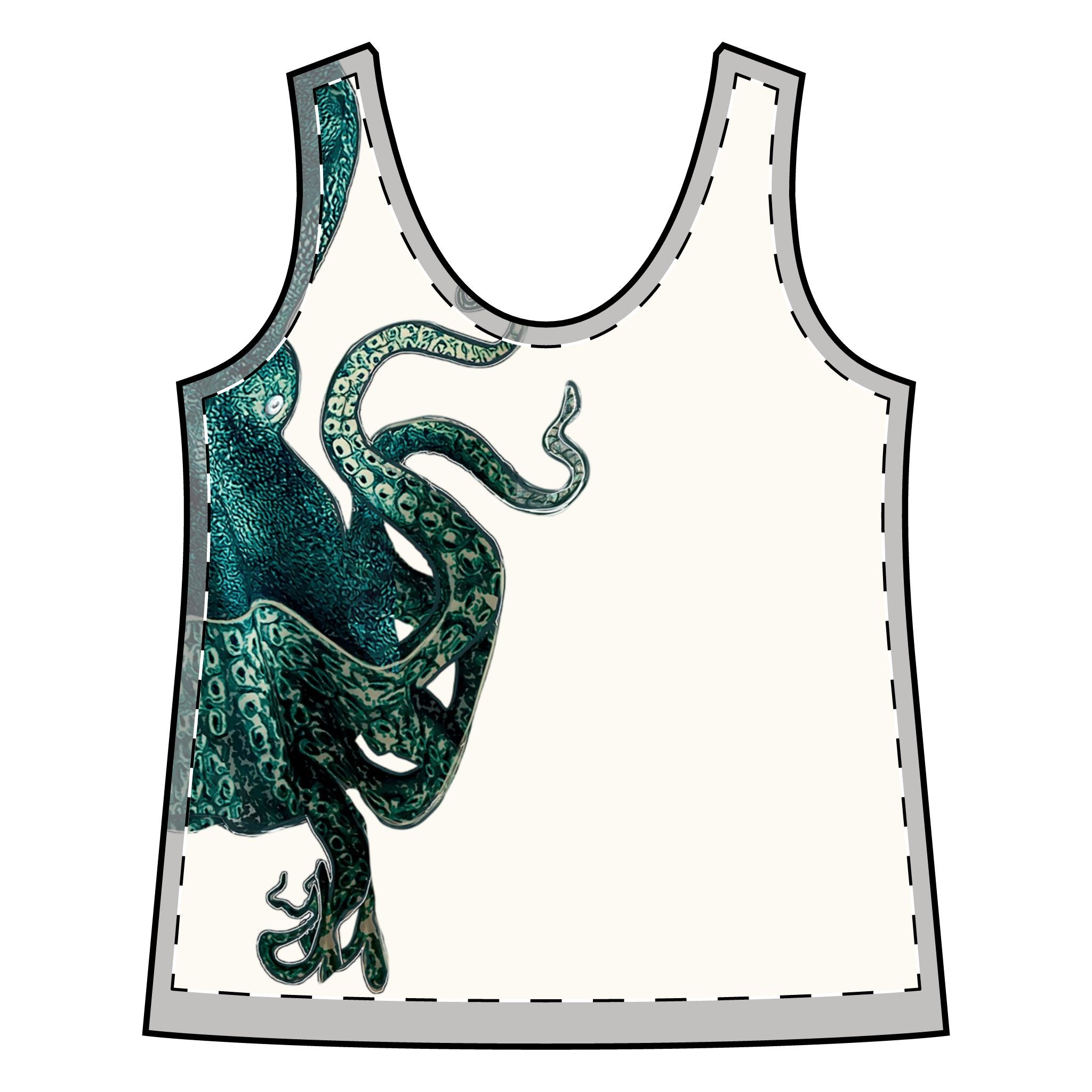 Tank: Ocean-Inspired Racerback Tank - Women’s Sporty Octopus Design