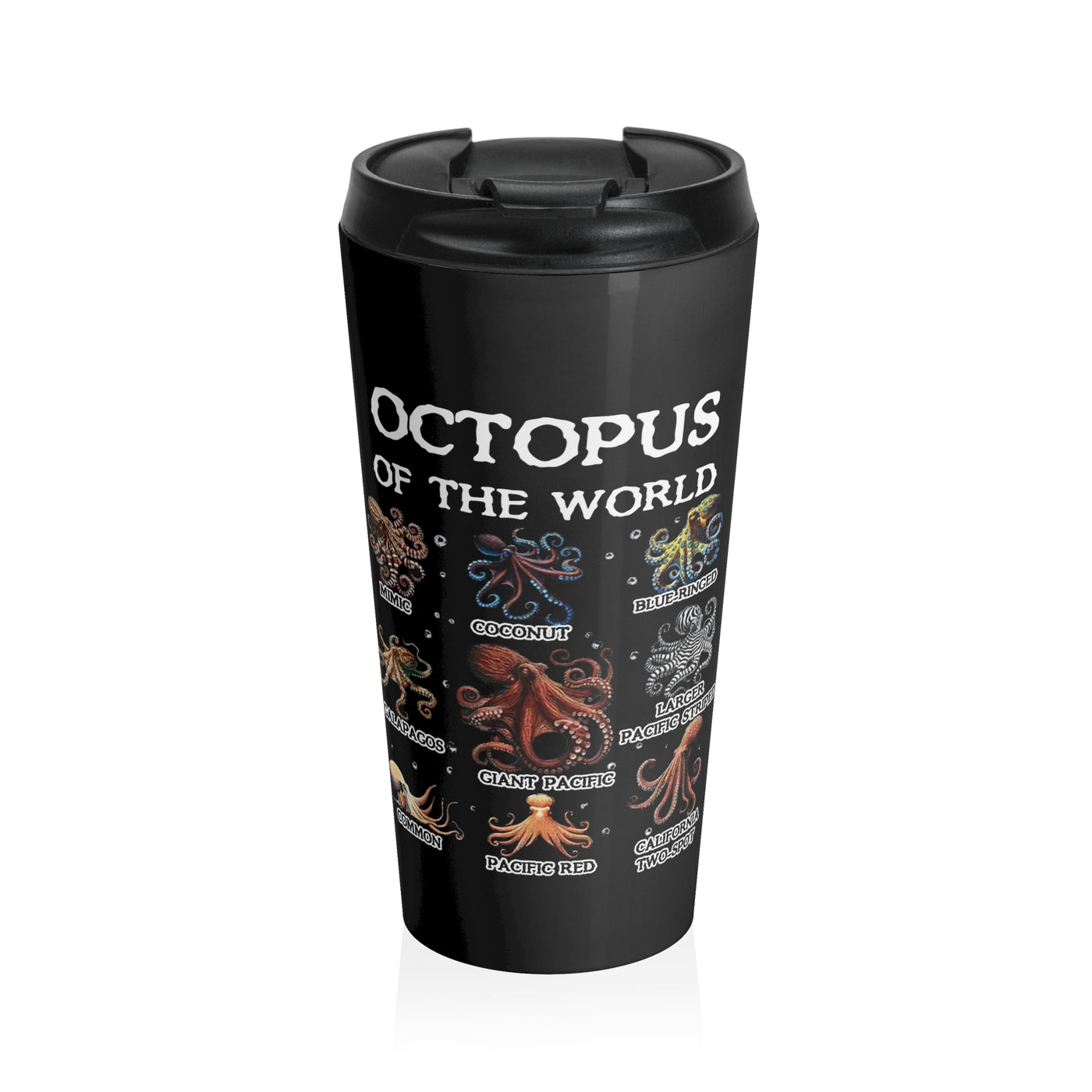 Mug: Ocean-Themed Stainless Steel Travel Mug - 'Octopus of the World'