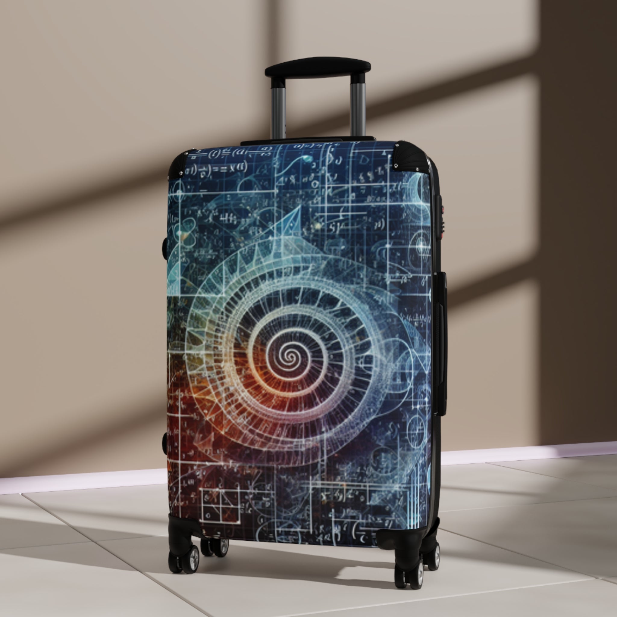 Suitcase: Spiral Nautical Design Suitcase for Travel Enthusiasts | Carry-On Luggage | Unique Vacation Gear | Gift for Travelers | Adventure Ready