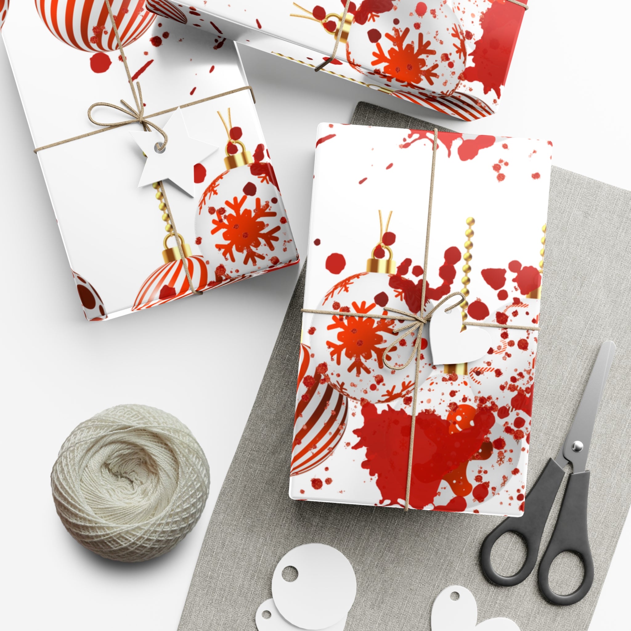 Wrapping Paper: Bloody Baubles | Holiday Crime Theme