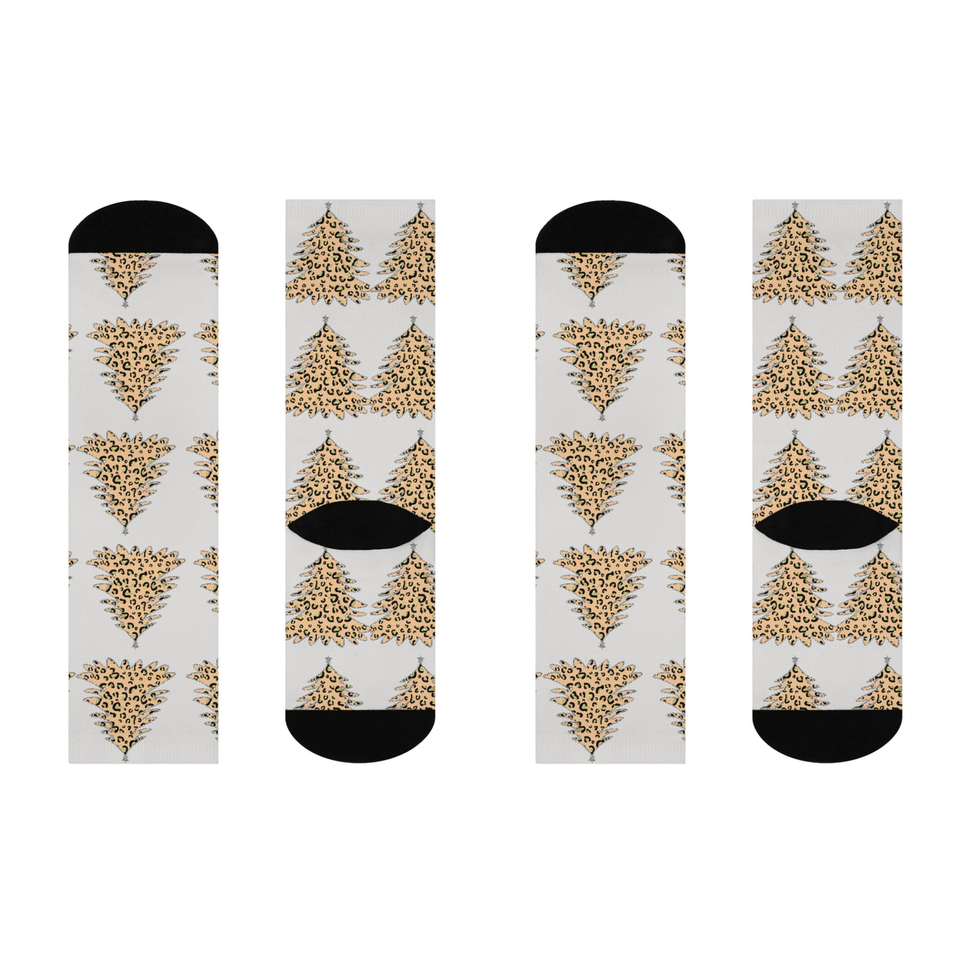 Crew Socks: Leopard Print Christmas Tree