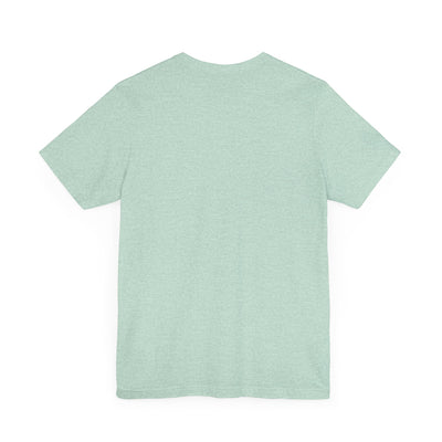A light green unisex t-shirt with a crew neck and short sleeves.