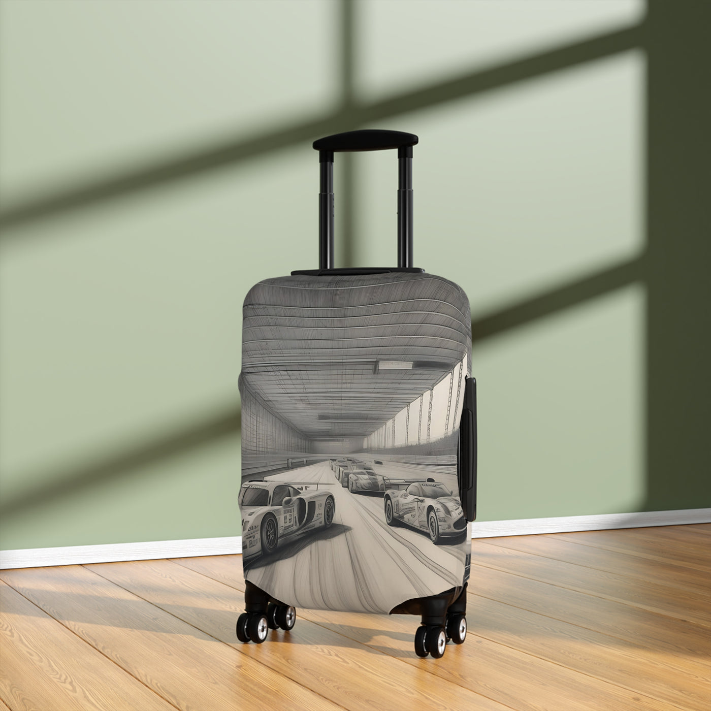 Luggage Cover: Racing-Themed Luggage Cover, Travel Accessory for Car Lovers, Personalized Suitcase Protector, Perfect Gift for Travelers