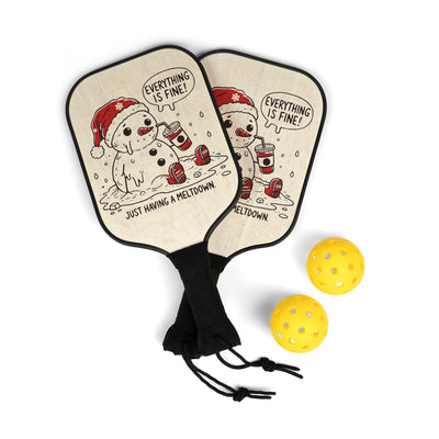 Pickleball Paddle Set - "Everything is Fine" Melting Design