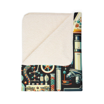 Science-Themed Fleece Sherpa Blanket - Cozy Lab Design for Students and Scientists