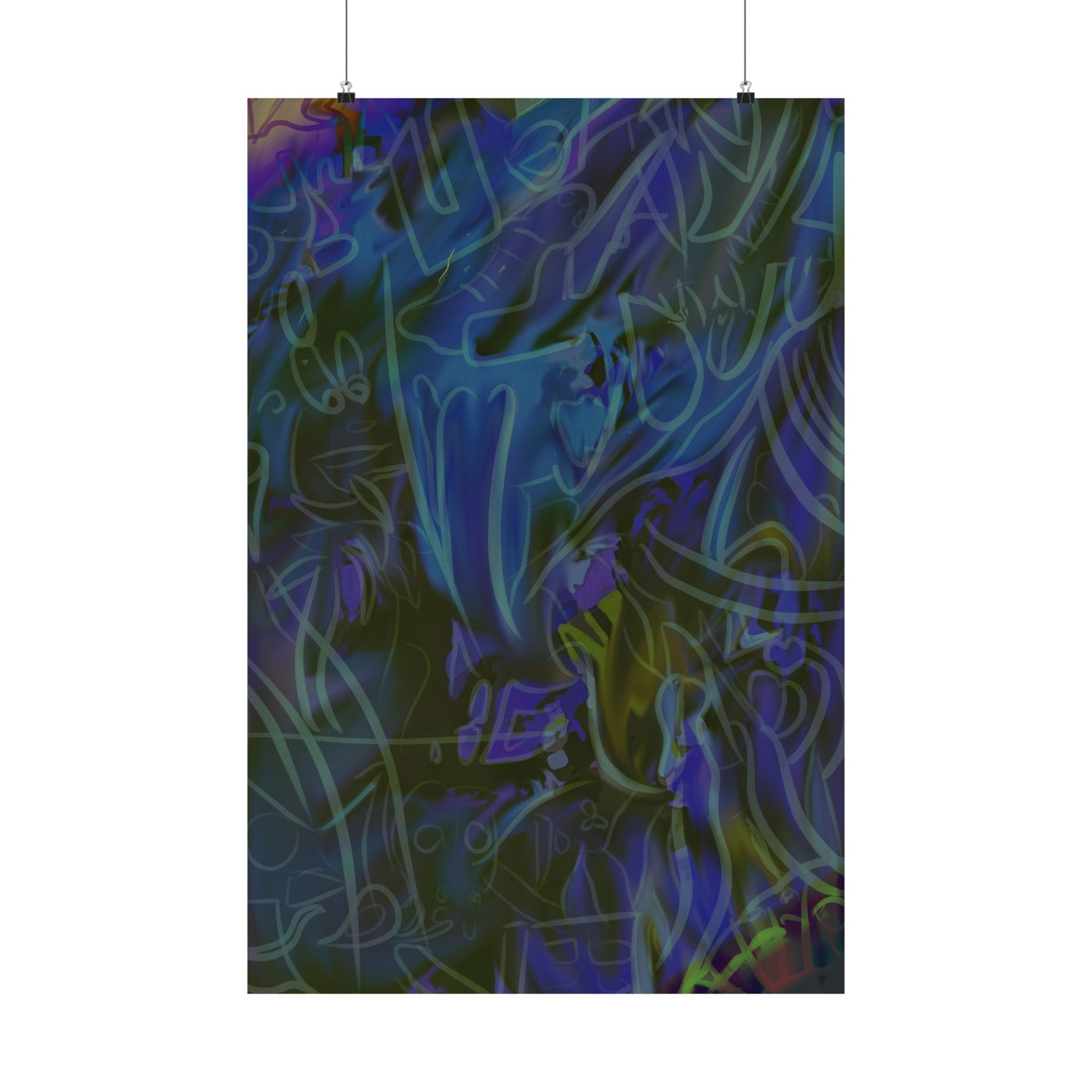 Marvelous Blue and Purple Abstract Matte Vertical Posters