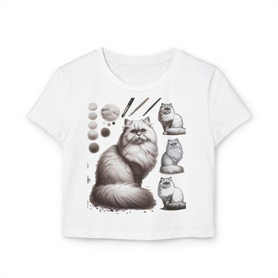 T-Shirt:  Whimsical Cat Design Women's Baby Tee - "Wasn't Me" Statement Shirt