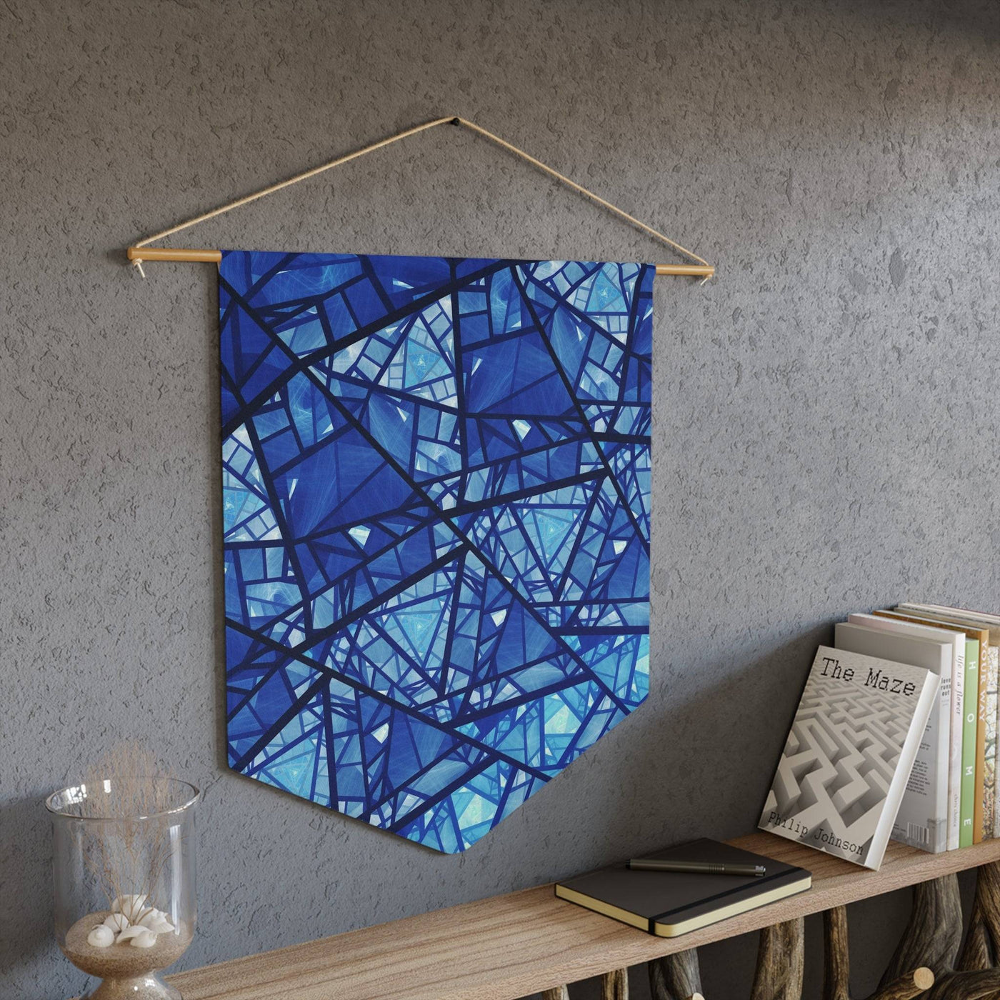 Wall Pennant: Blue Stained Glass Design