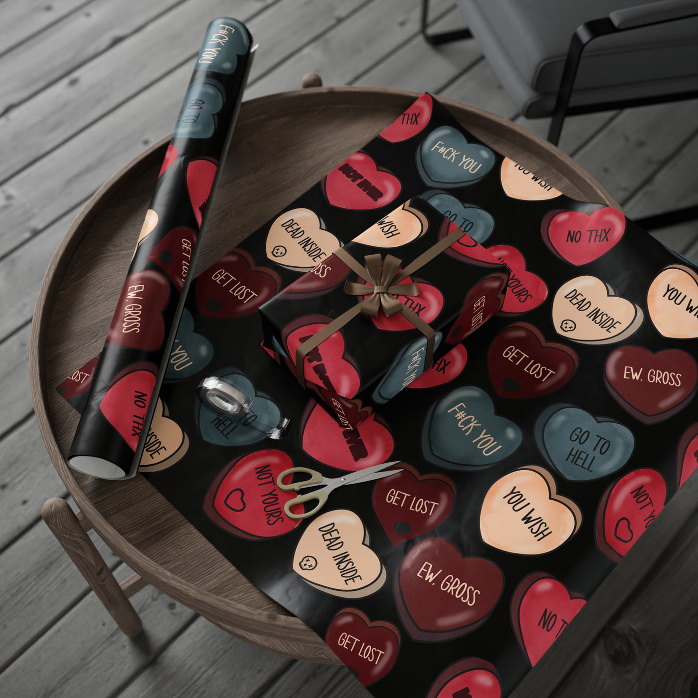 Wrapping Paper: Anti-Valentines Day convo hearts