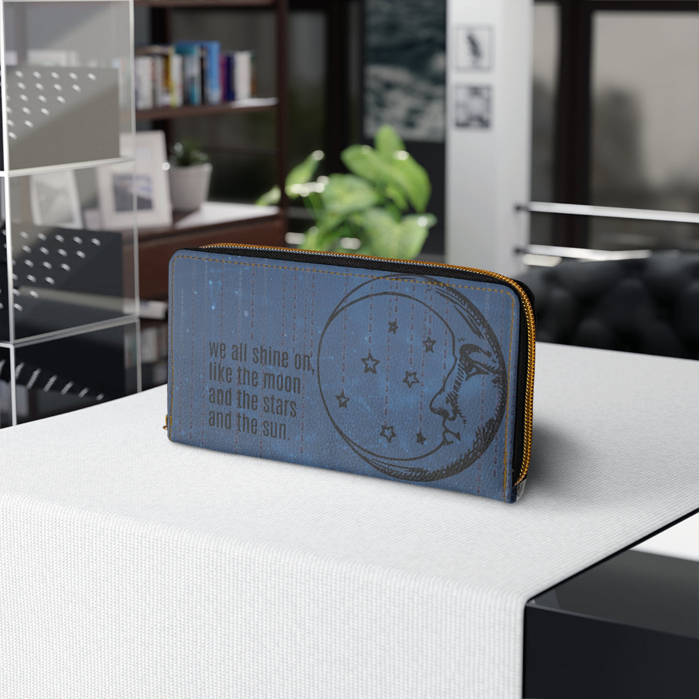 Wallet:  'We All Shine On' Moon and Stars Inspiration