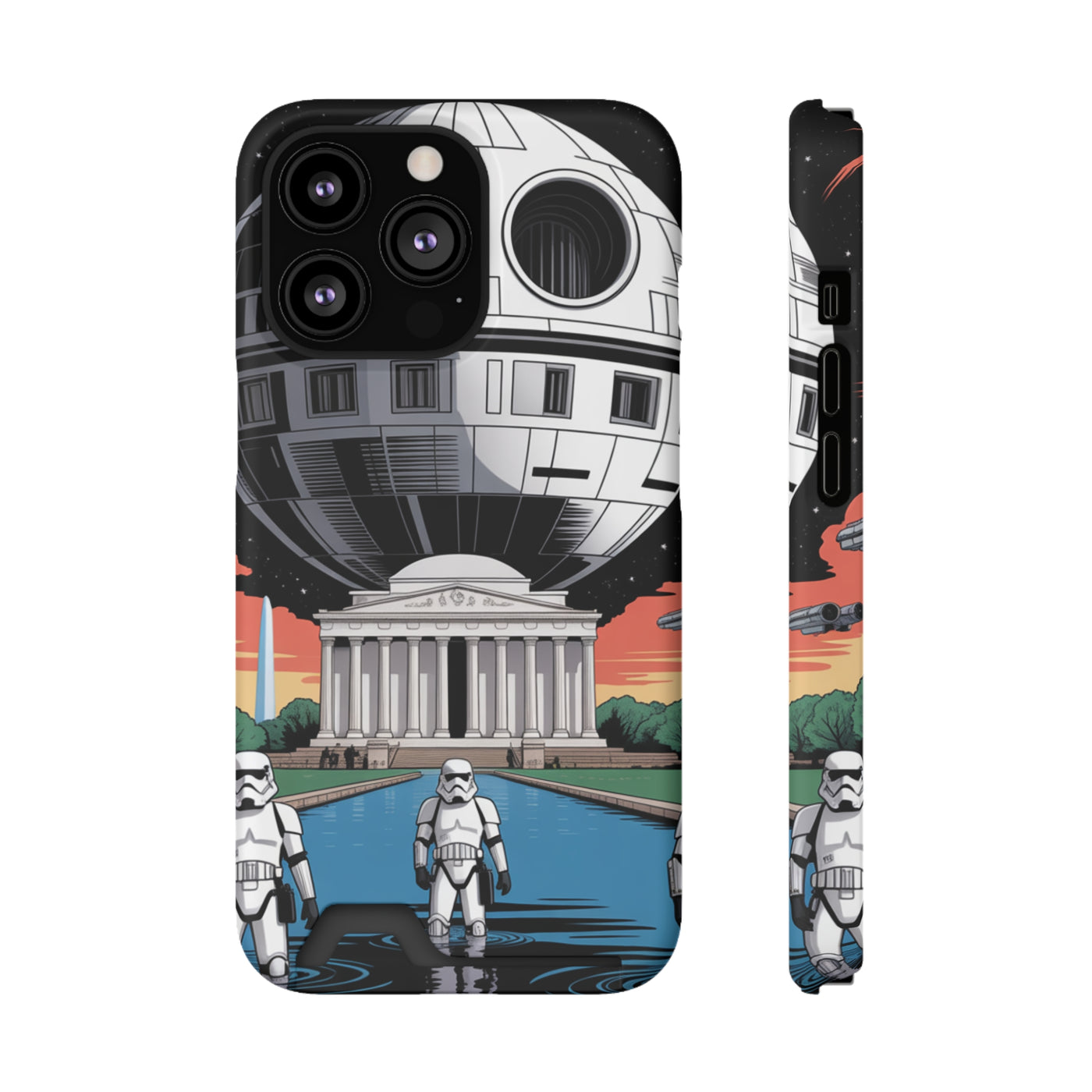 Phone Case: Galaxy-Inspired Phone Case with Card Holder, Space-Themed Gift, Star Wars-Inspired Design, Geek Accessories, Unique Phone Cover