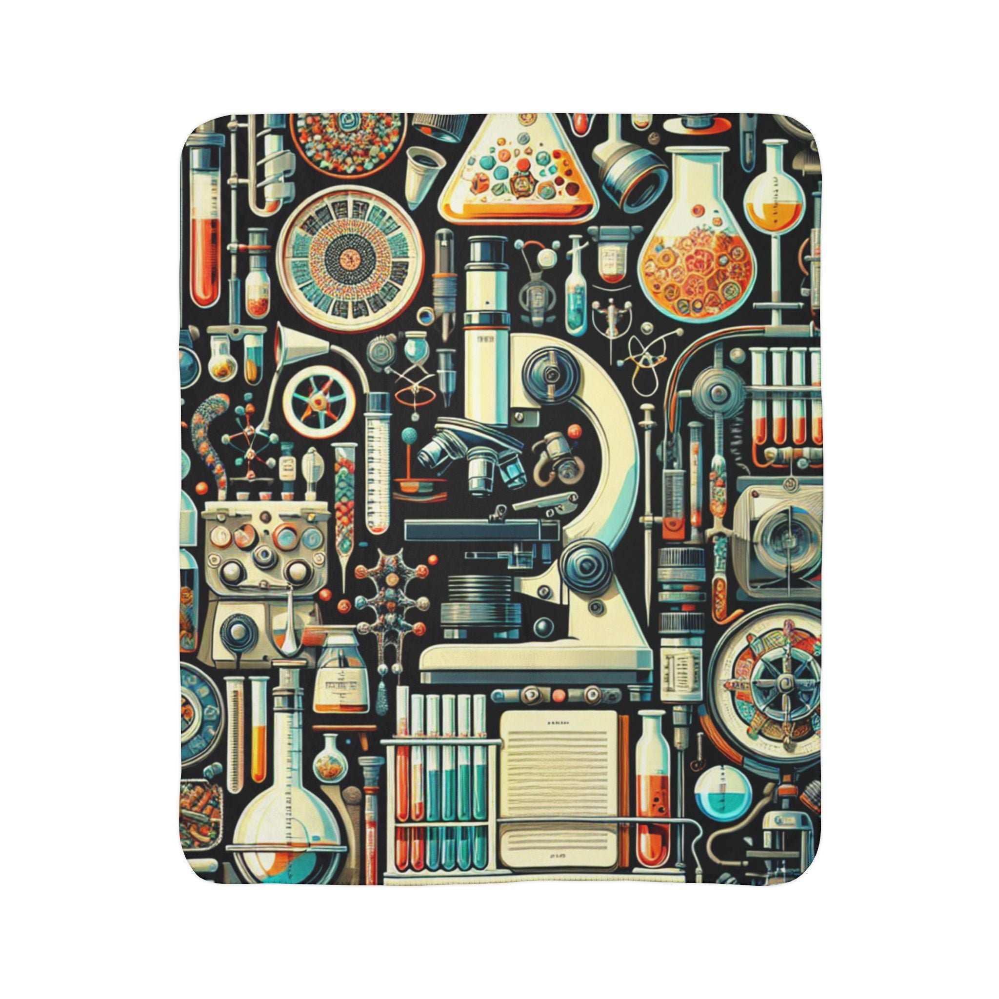 A Science Lab Rug Fleece Sherpa Blanket – Cozy Science Design for Students – Artessorize, LLC