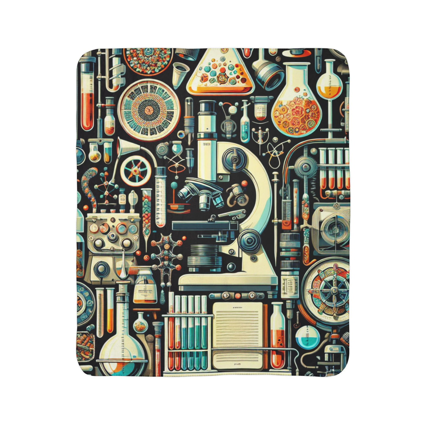 Science-Themed Fleece Sherpa Blanket - Cozy Lab Design for Students and Scientists