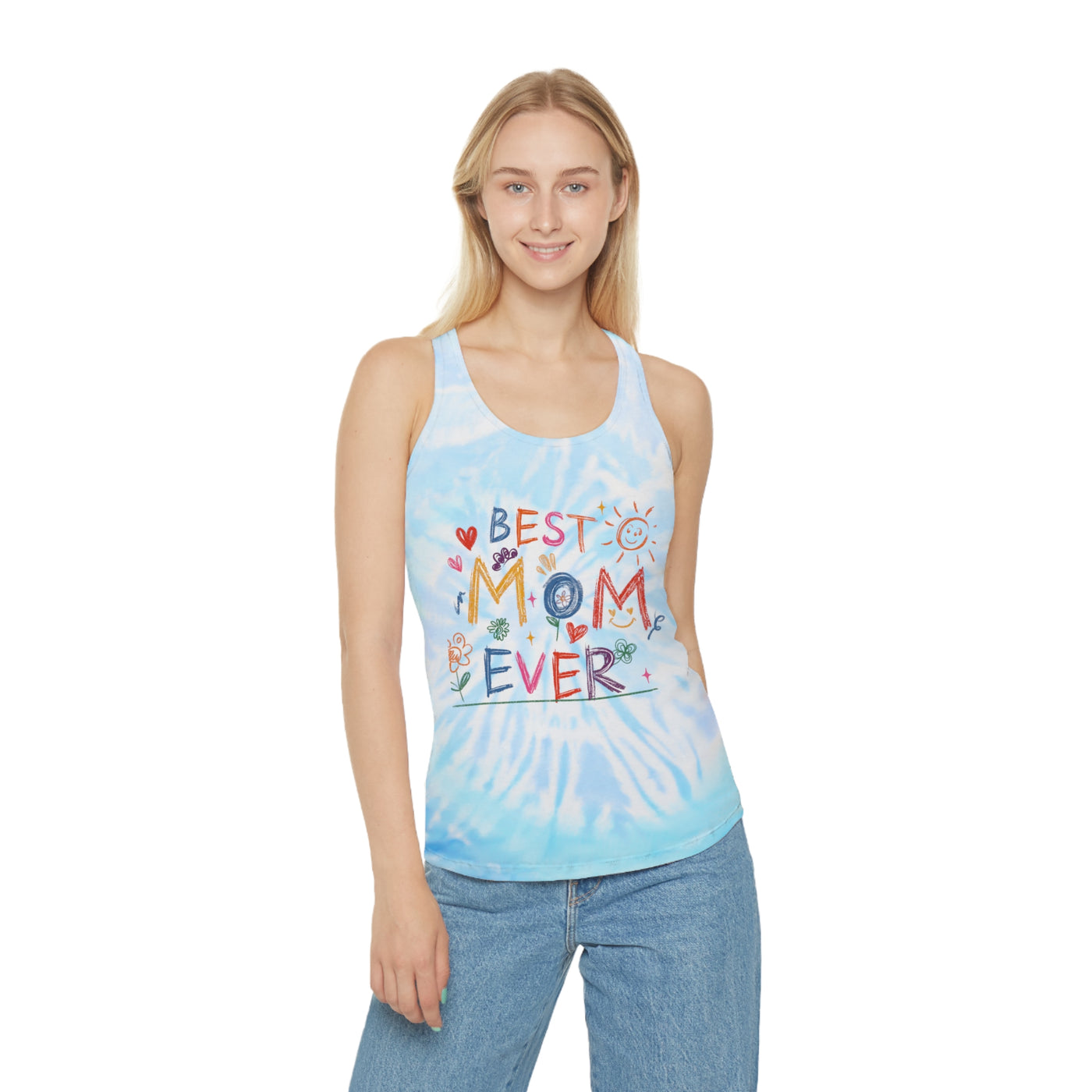 Tank Top: "Best Mom Ever" Tie Dye Racerback Tank To