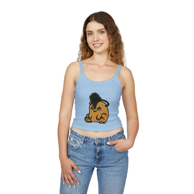 Spaghetti Strap Tank Top: Demon Dog with chainsaw | Cropped