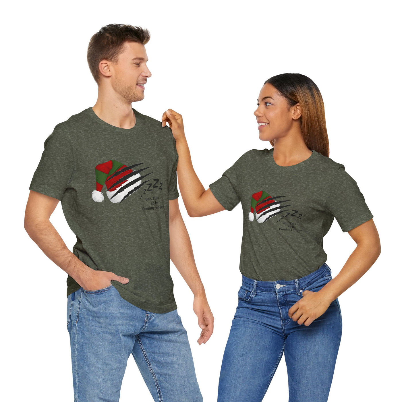 Unisex t-shirt with a Nightmare on Elm Street holiday graphic.