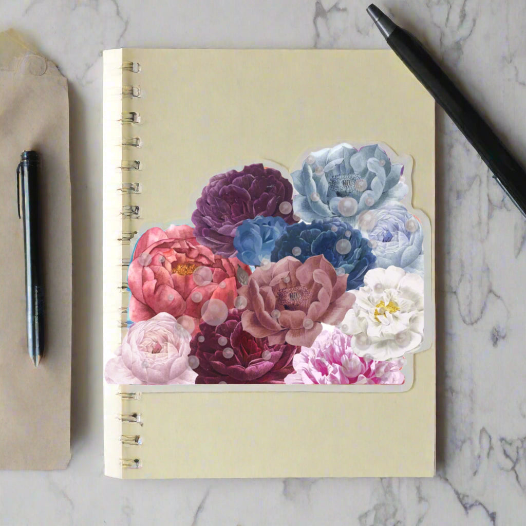 Kiss Cut Stickers: Peonies with Pearls