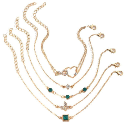 "Playful Green Crystal Bracelet Set"
