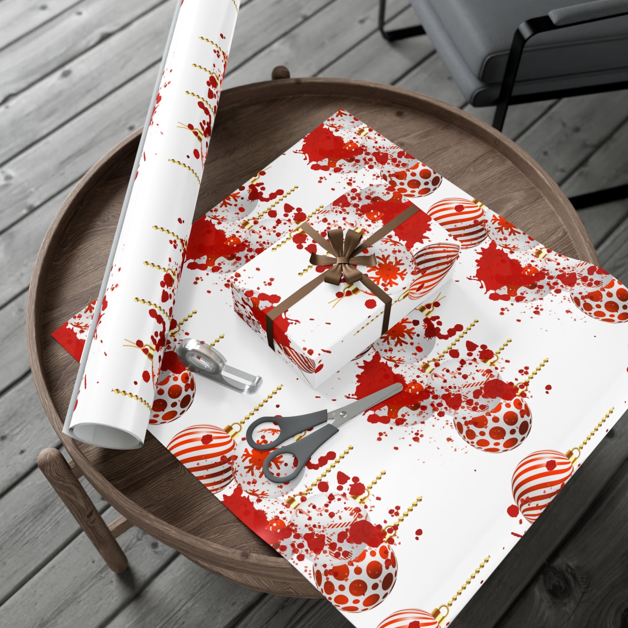 Wrapping Paper: Bloody Baubles | Holiday Crime Theme