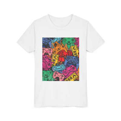 T-Shirt: Youth Gaming Graphic Tee with Colorful Controller Design - Gamer / Game Over
