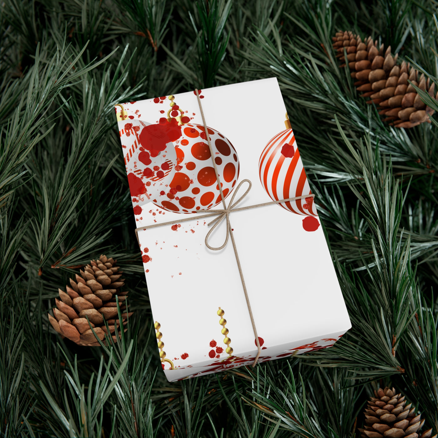 Wrapping Paper: Bloody Baubles | Holiday Crime Theme