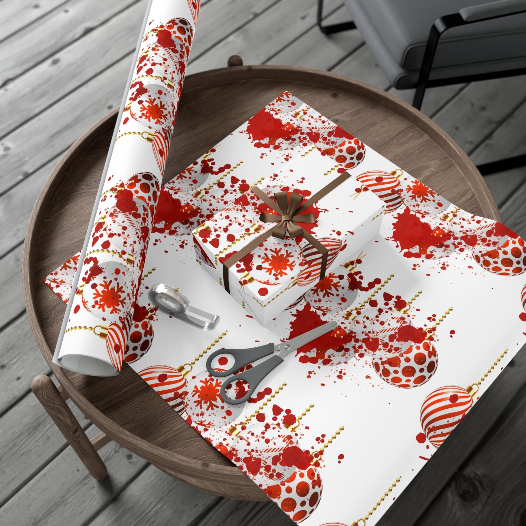 Wrapping Paper: Bloody Baubles | Holiday Crime Theme
