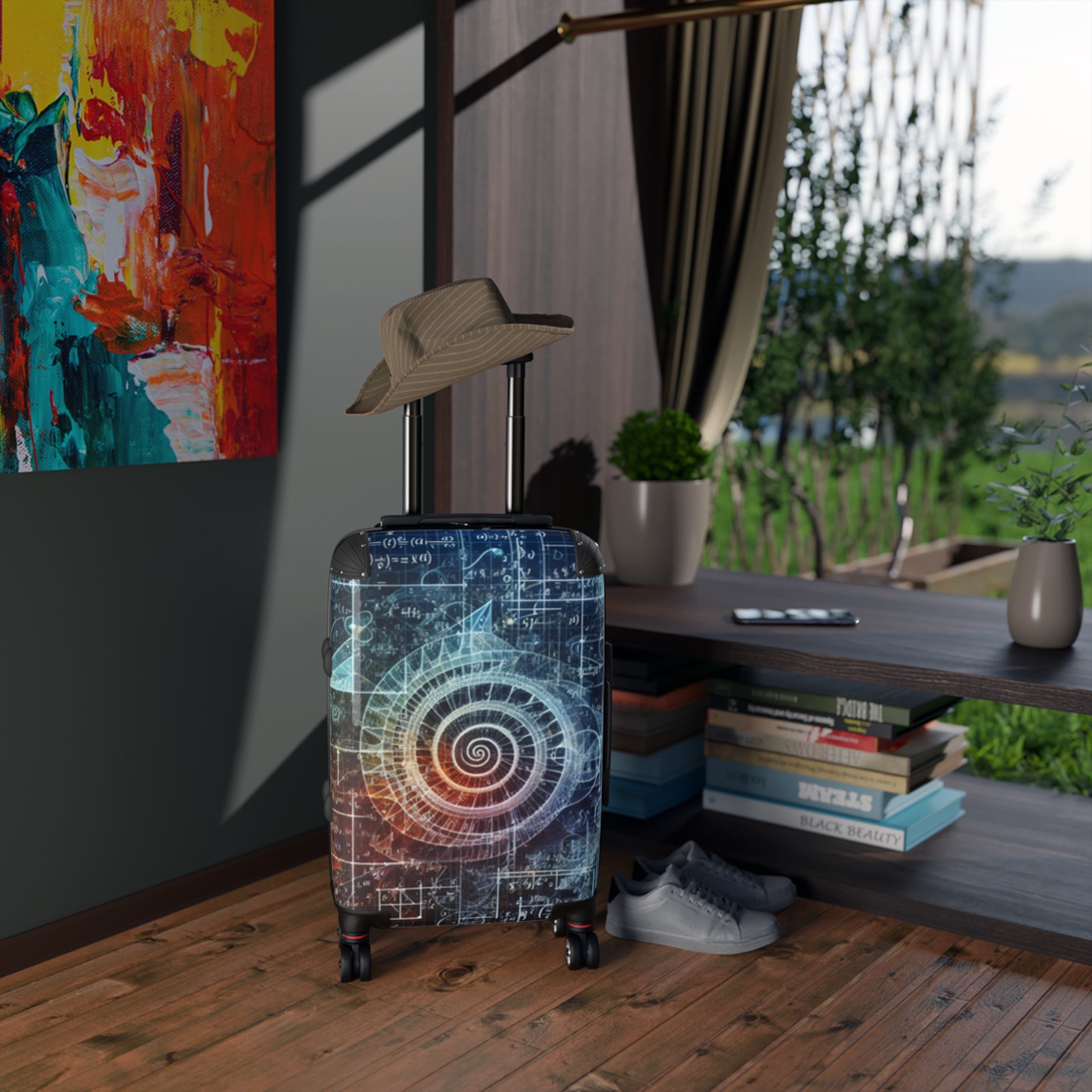 Suitcase: Spiral Nautical Design Suitcase for Travel Enthusiasts | Carry-On Luggage | Unique Vacation Gear | Gift for Travelers | Adventure Ready