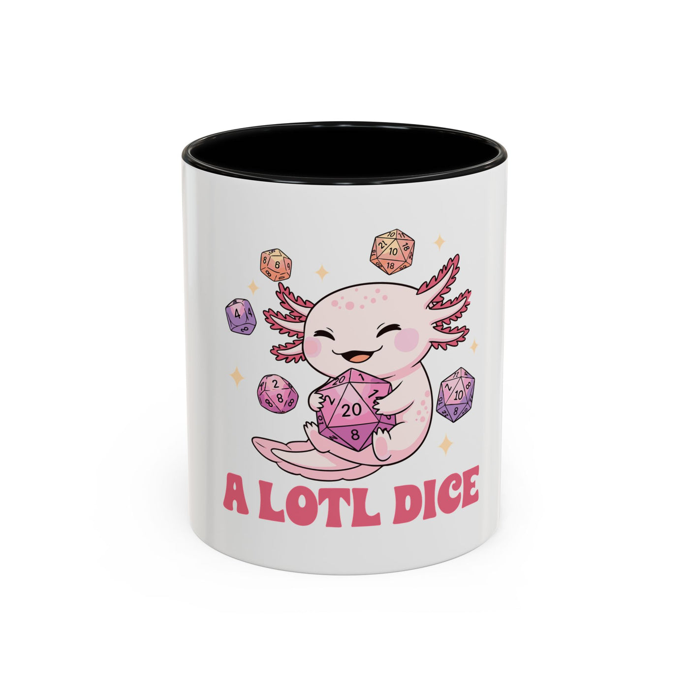 Mug: Cute Axolotl Dice Coffee Mug - Perfect for Gamers, D&D Lovers, Gifts, & Collectibles
