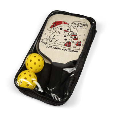 Pickleball Paddle Set - "Everything is Fine" Melting Design