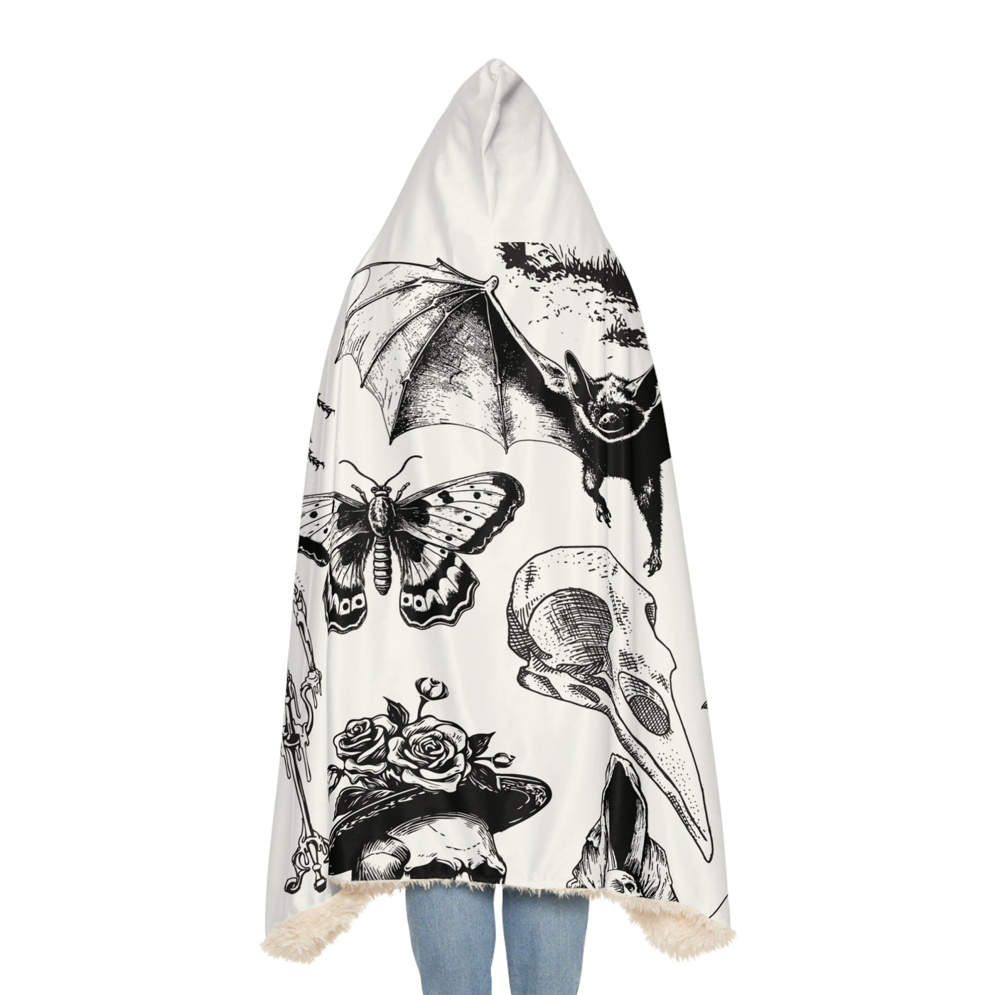 Snuggle Blanket: Gothic Skull & Insect Hooded Throw