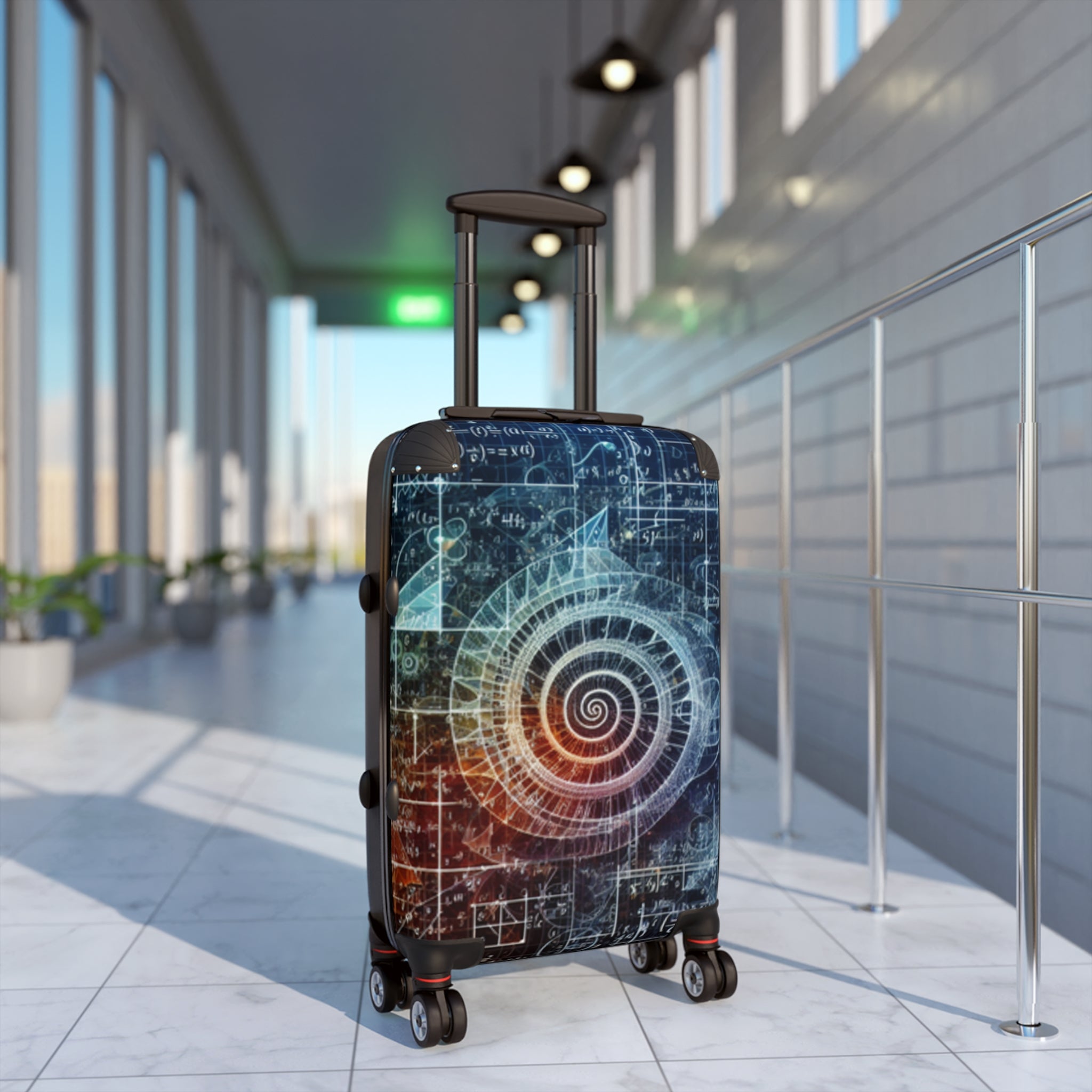Suitcase: Spiral Nautical Design Suitcase for Travel Enthusiasts | Carry-On Luggage | Unique Vacation Gear | Gift for Travelers | Adventure Ready