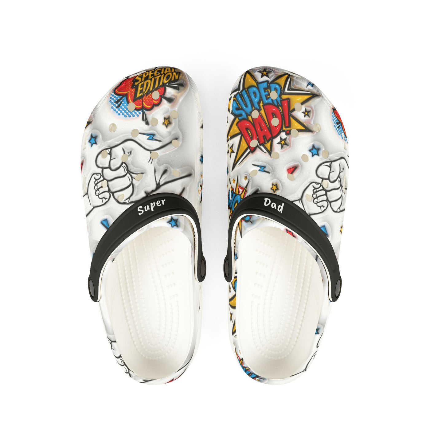 Shoes: Super Dad, Personalizable EVA Foam Shoes, Comfy Slippers