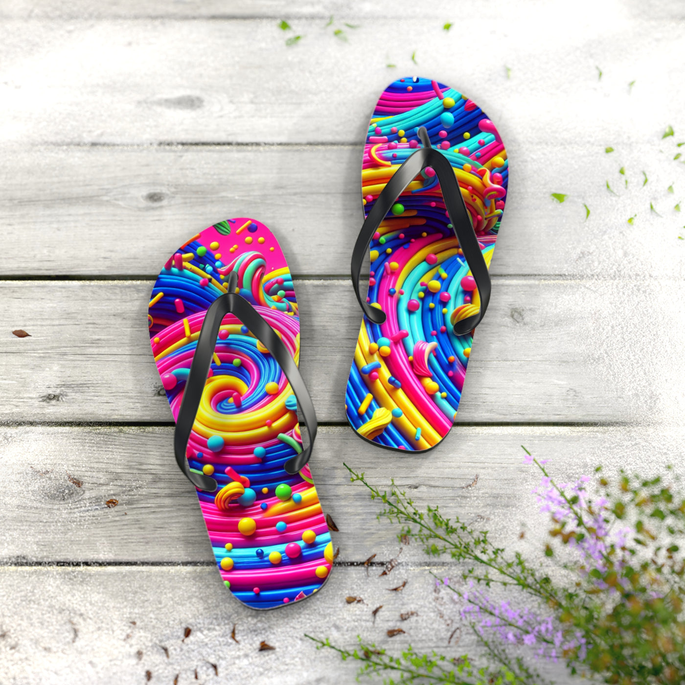 Flip Flops: Vibrant Color Sprinkle Design