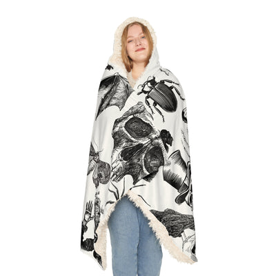 Snuggle Blanket: Gothic Skull & Insect Hooded Throw