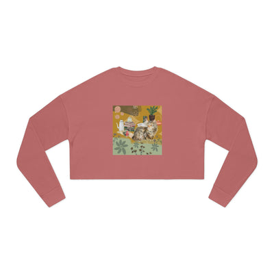Sweatshirt: Autumn comforts with Kitties & Books - Cropped