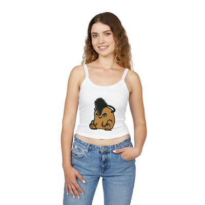 Spaghetti Strap Tank Top: Demon Dog with chainsaw | Cropped