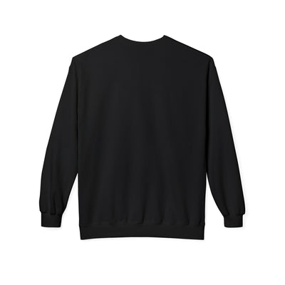 Black crewneck sweatshirt with long sleeves.