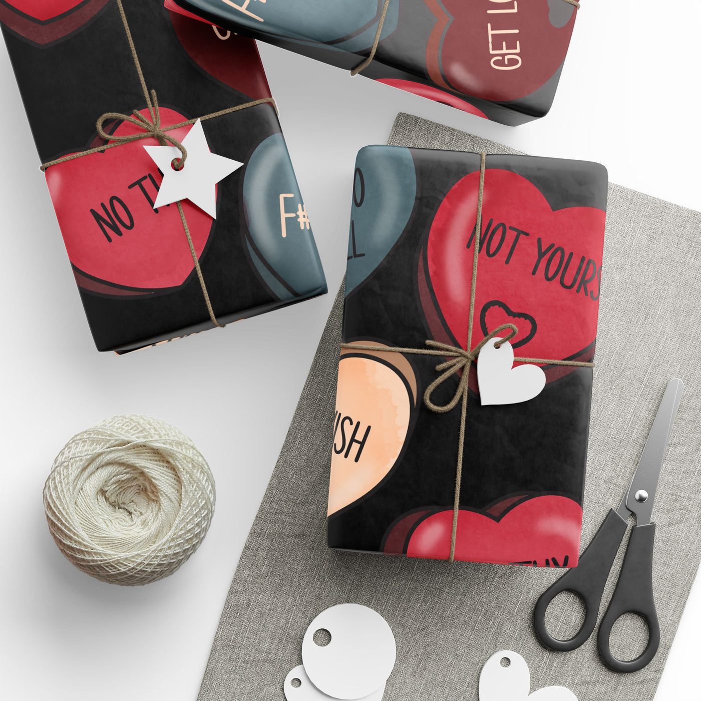 Wrapping Paper: Anti-Valentines Day convo hearts