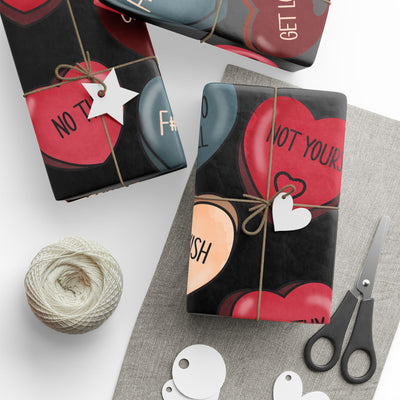 Wrapping Paper: Anti-Valentines Day convo hearts