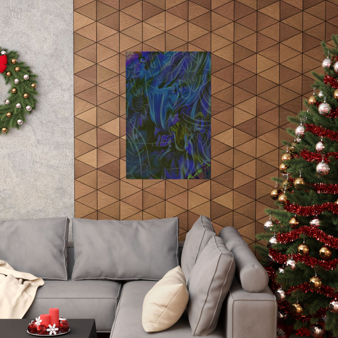 Marvelous Blue and Purple Abstract Matte Vertical Posters