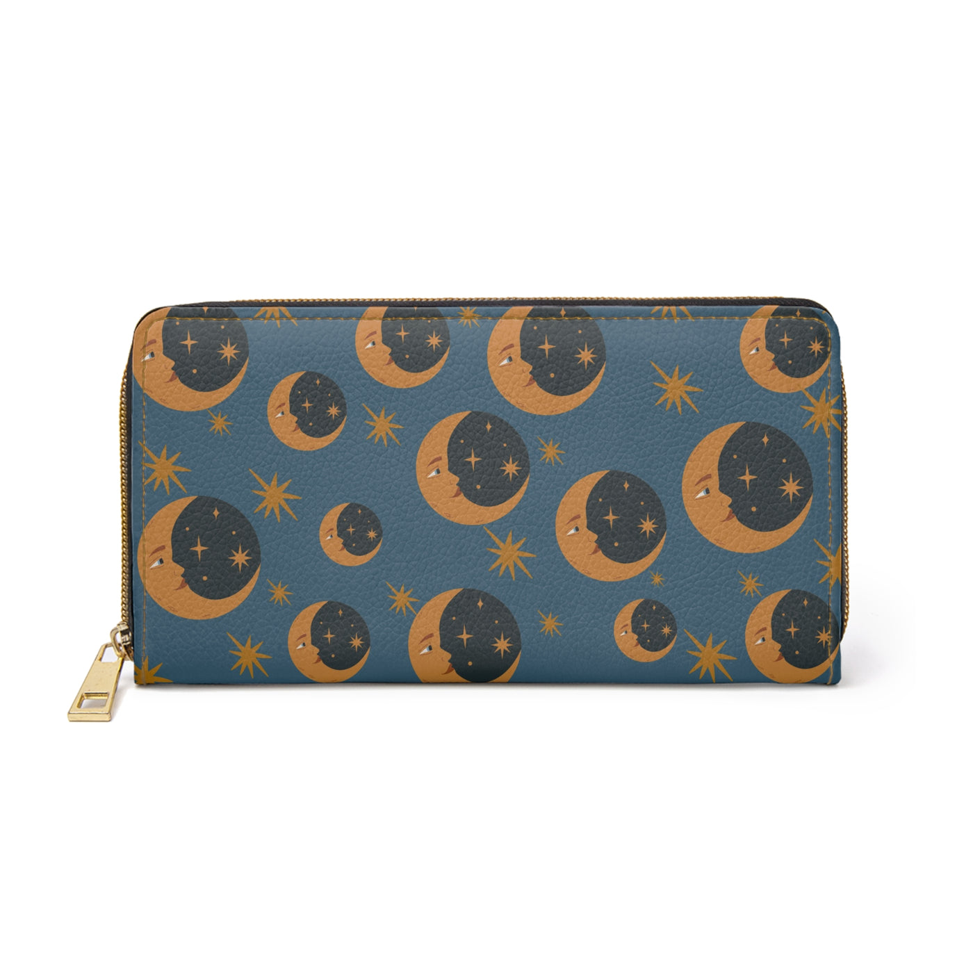 Wallet: Turqoise Vintage-Inspired Moon and Stars Zipper Wallet