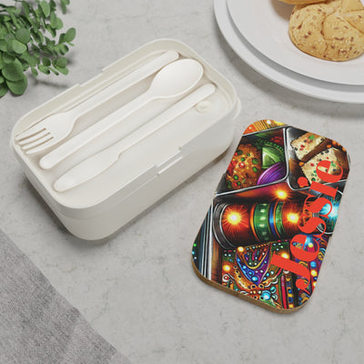 Colorful Bento Lunch Box with Vibrant Design - Ideal for Meal Prep and School
