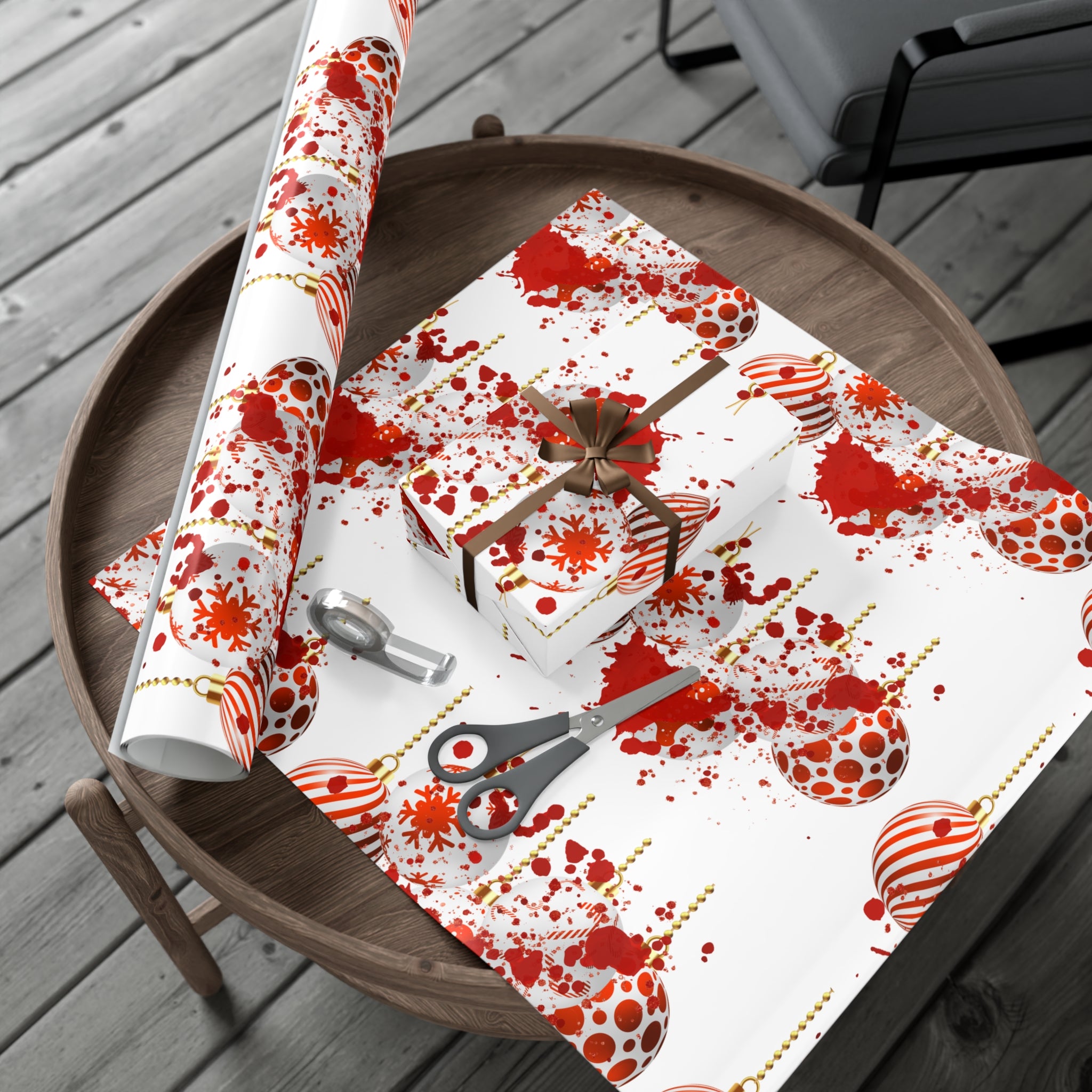 Wrapping Paper: Bloody Baubles | Holiday Crime Theme