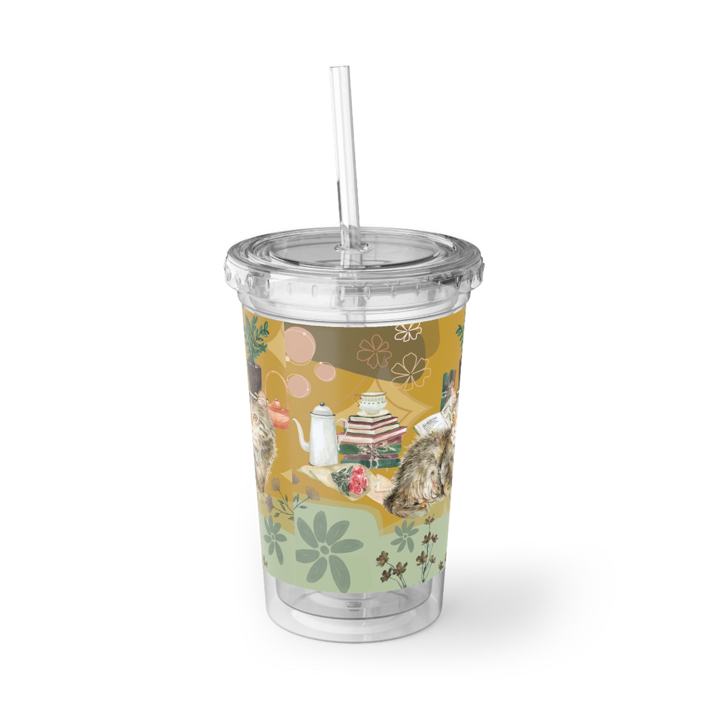 Cup: Home Cozy with Cat Acrylic with Straw
